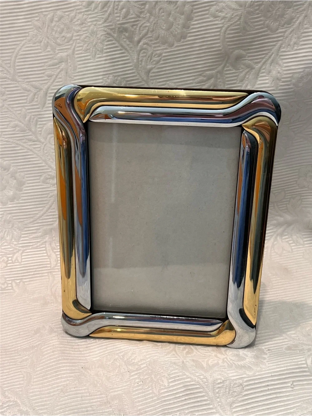 Vintage Fetco Silver Gold Solid‎ Brass Picture Frame 5x7